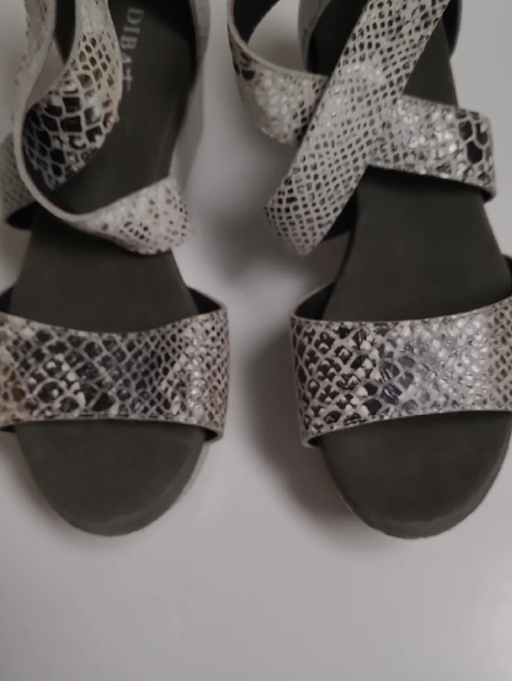 Diba True Women's Snake-Print Platform Sandals - Gray/White/Brown - Size 8.5